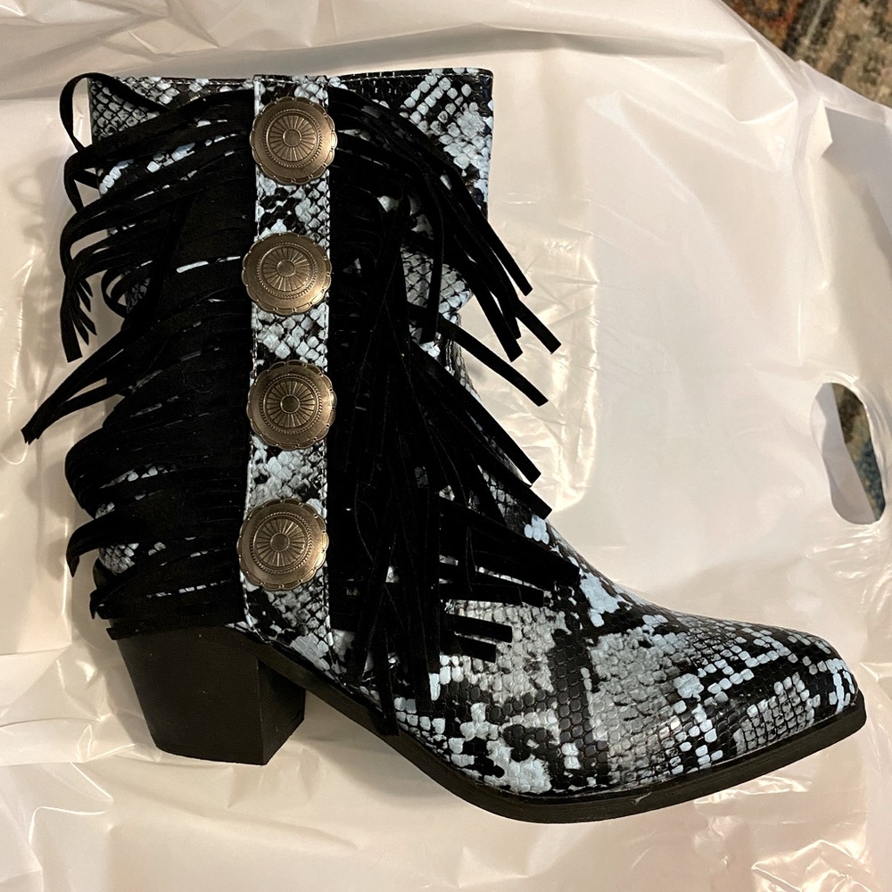 Turquoise Fringe Bootie